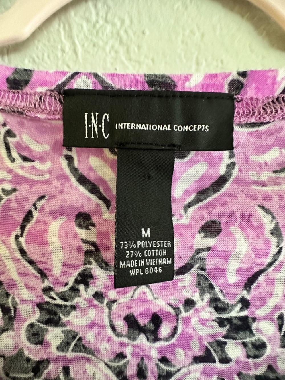INC International Concepts Pink Black Baroque Rhinestone Detail Top Size M - Picture 16 of 16